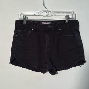 FREE PEOPLE Boho Beachy Black Frayed 5 Pocket Side Slit Summer Casual Shorts 28